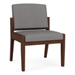 Amherst Wood Reception Waiting Armless Guest Chair / Walnut Wood / Light Gray