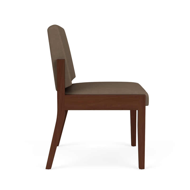 Amherst Wood Reception Waiting Armless Guest Chair / Walnut Wood / Brown