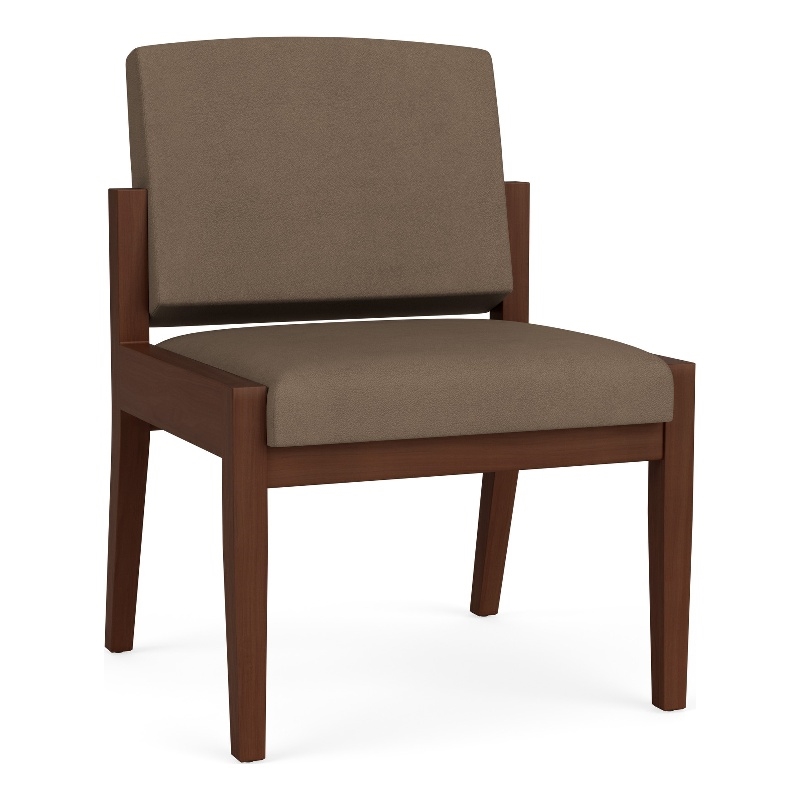 Amherst Wood Reception Waiting Armless Guest Chair / Walnut Wood / Brown