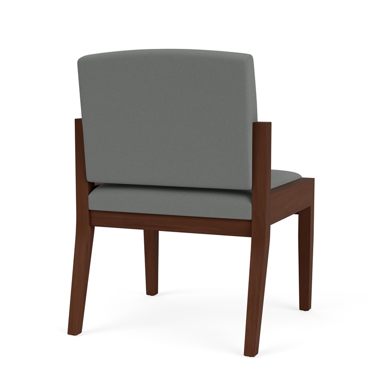 Amherst Wood Reception Waiting Armless Guest Chair / Walnut Wood / Light Gray
