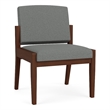 Amherst Wood Reception Waiting Armless Guest Chair / Walnut Wood / Light Gray