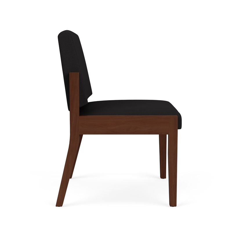 Amherst Wood Reception Waiting Armless Guest Chair / Walnut Wood / Black
