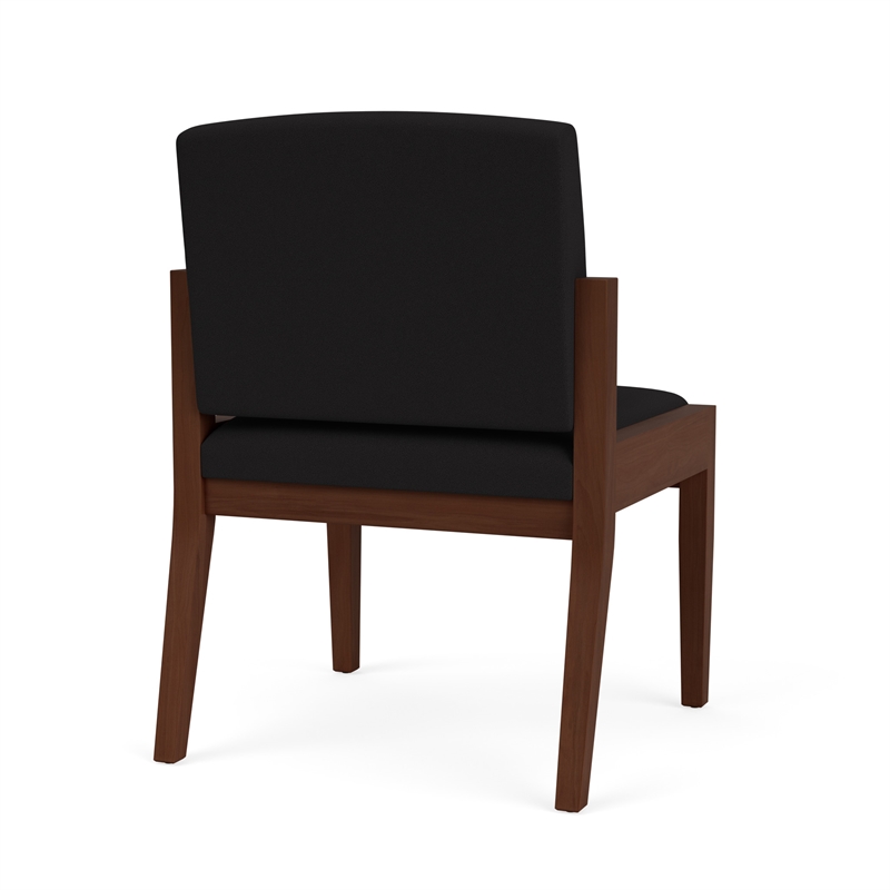 Amherst Wood Reception Waiting Armless Guest Chair / Walnut Wood / Black