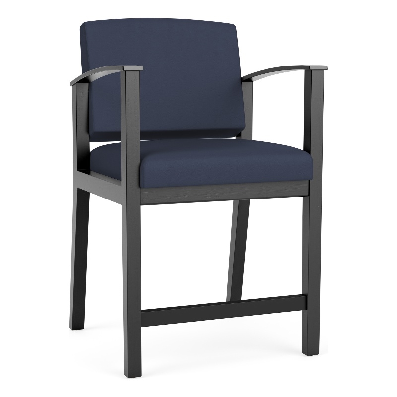 Amherst Wood Reception Waiting Room Healthcare Hip Chair / Black Wood / Blue