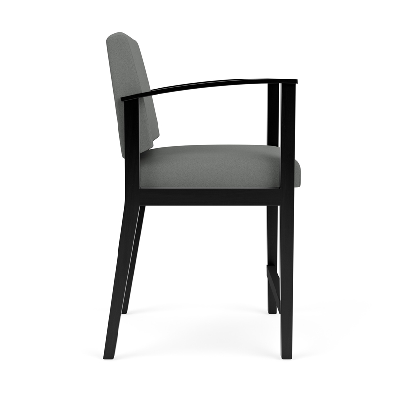 Amherst Wood Reception Waiting Room Hip Chair / Black Wood / Light Gray