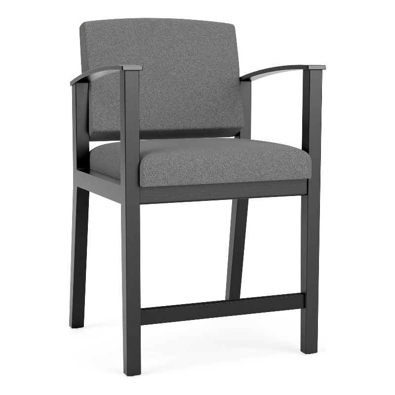 Amherst Wood Reception Waiting Room Hip Chair / Black Wood / Light Gray