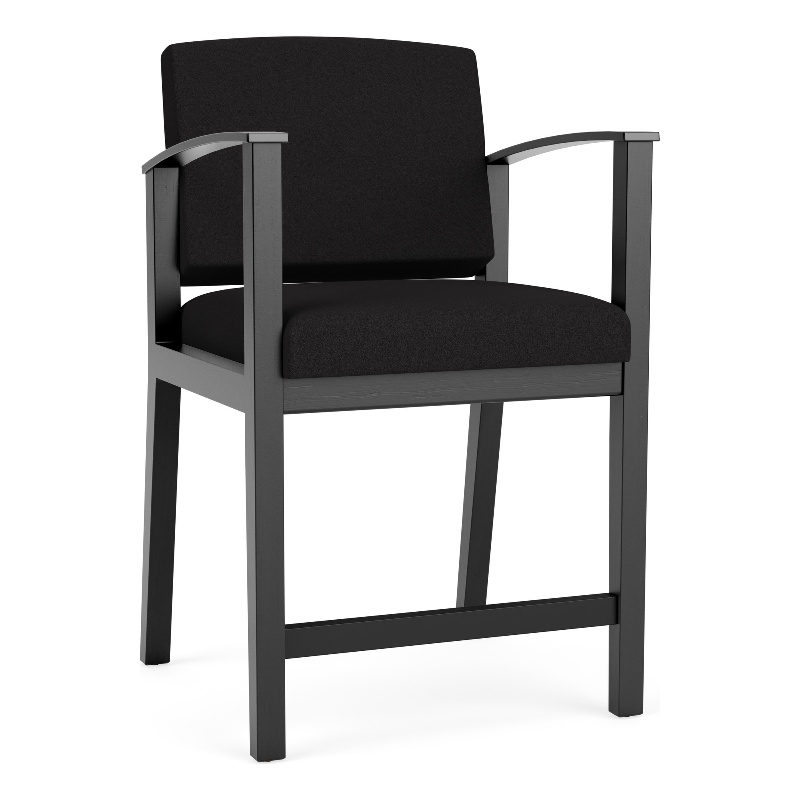 Amherst Wood Reception Waiting Room Healthcare Hip Chair / Black Wood / Black