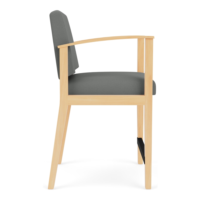 Amherst Wood Reception Waiting Room Hip Chair / Natural Wood / Light Gray