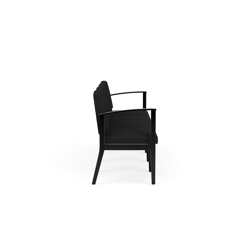 Amherst Wood Reception Waiting Room Healthcare 4-Seat Chair / Black Wood / Black