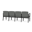 Amherst Wood Reception Waiting 4 Seat Tandem Seating / Black Wood / Light Gray