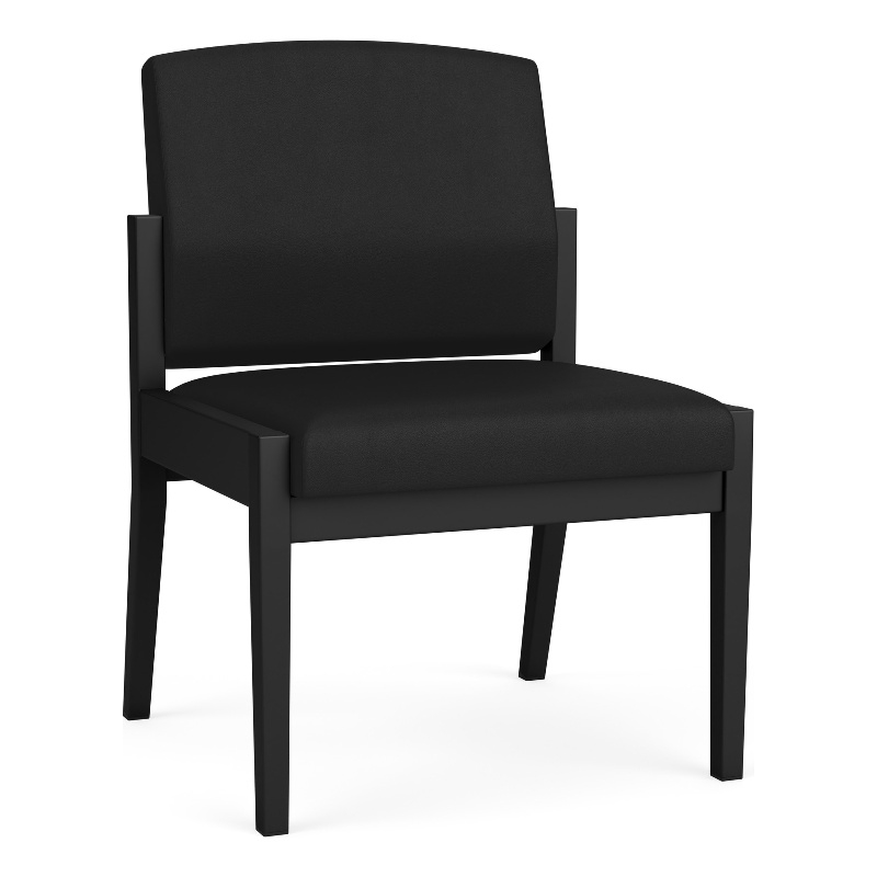 Amherst Steel Reception Waiting Armless Guest Chair / Black Steel / Black
