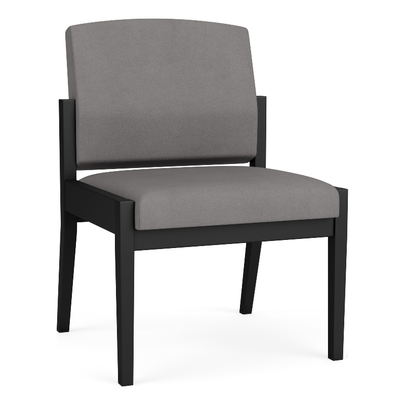 Amherst Steel Reception Waiting Armless Guest Chair / Black Steel / Light Gray