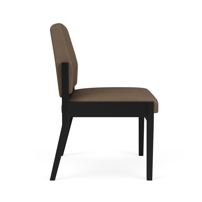 Amherst Steel Reception Waiting Armless Guest Chair / Black Steel / Brown