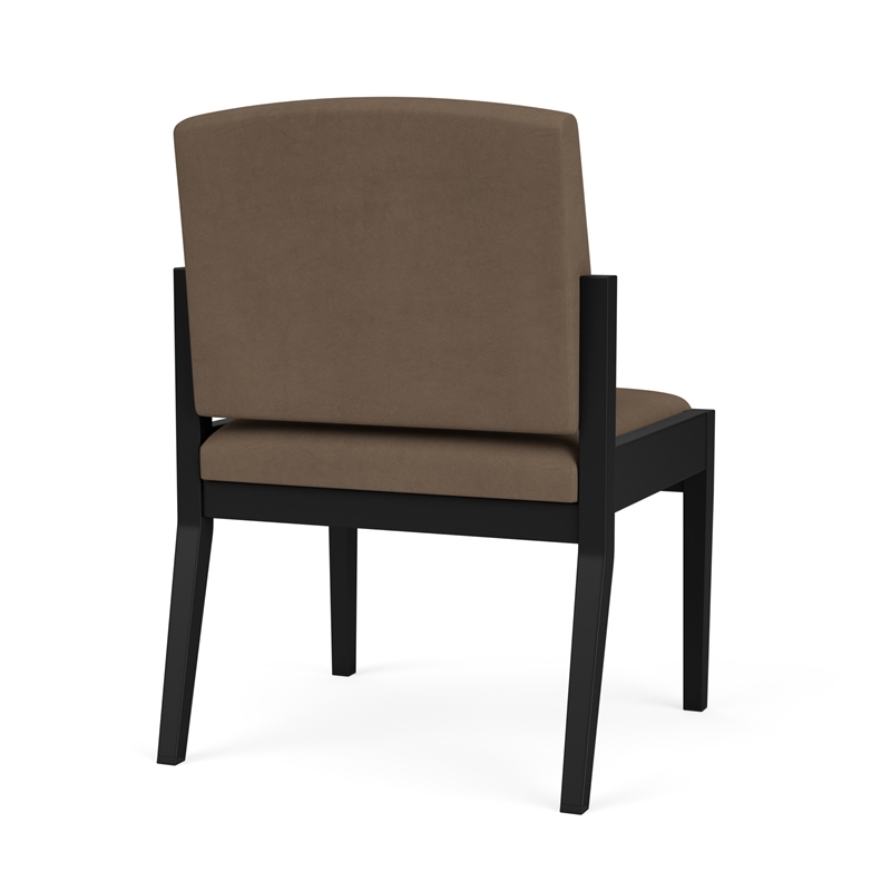 Amherst Steel Reception Waiting Armless Guest Chair / Black Steel / Brown