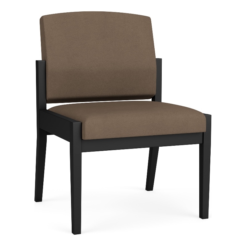 Amherst Steel Reception Waiting Armless Guest Chair / Black Steel / Brown