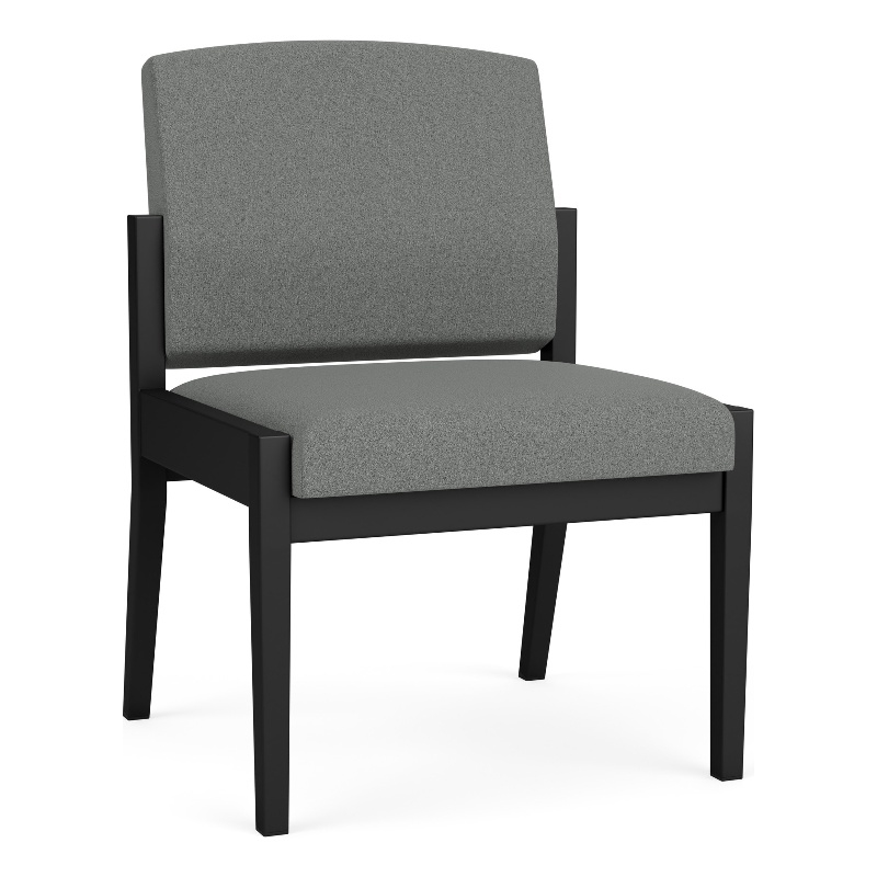 Amherst Steel Reception Waiting Armless Guest Chair / Black Steel / Light Gray