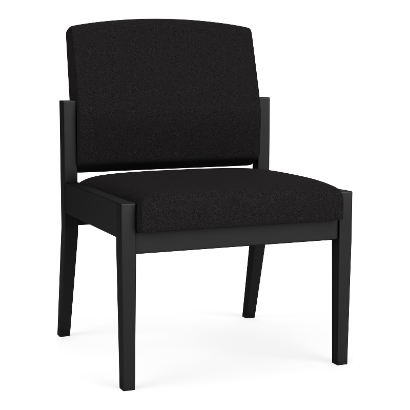 Amherst Steel Reception Waiting Armless Guest Chair / Black Steel / Black