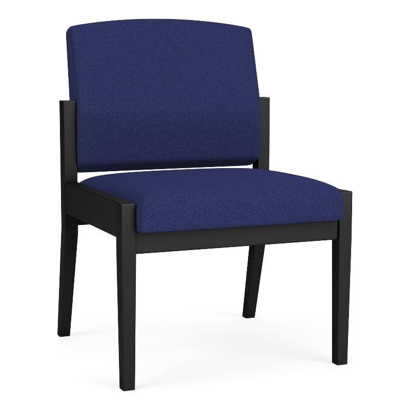 Amherst Steel Reception Waiting Armless Guest Chair / Black Steel / Blue