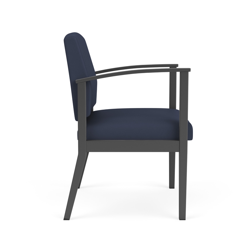 Amherst Steel Reception Waiting Oversize Guest Chair / Charcoal Steel / Blue