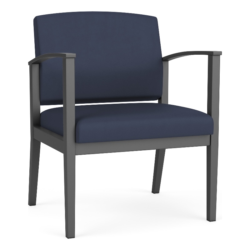 Amherst Steel Reception Waiting Oversize Guest Chair / Charcoal Steel / Blue