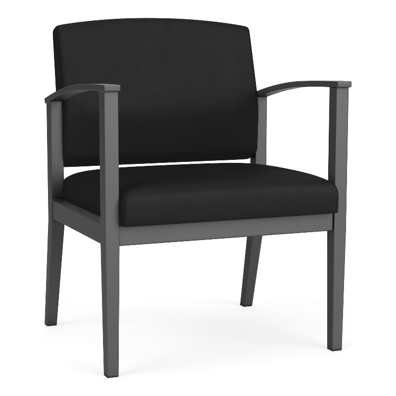 Amherst Steel Reception Waiting Oversize Guest Chair / Charcoal Steel / Black