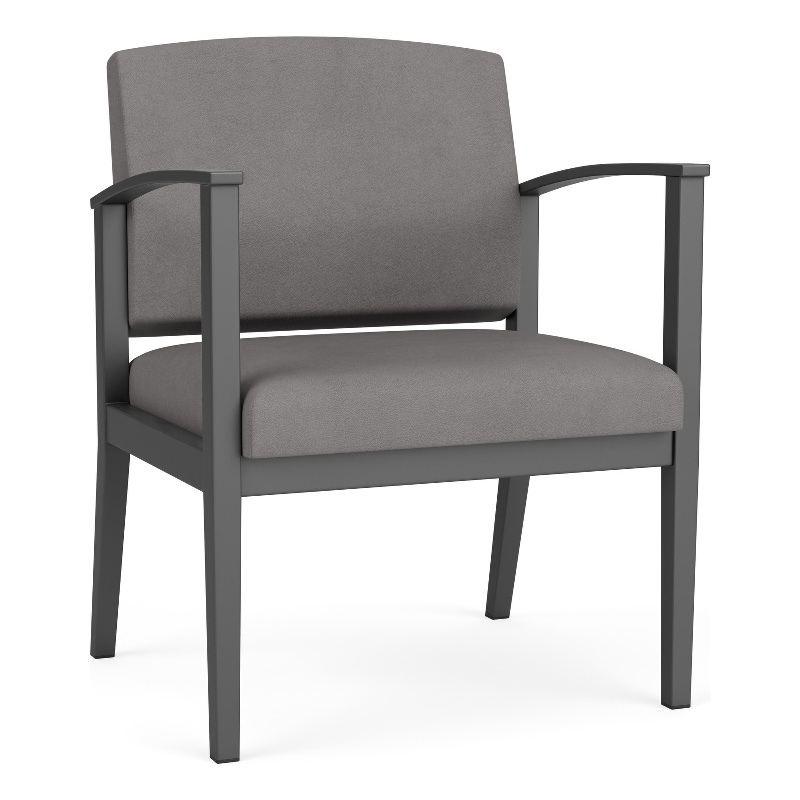 Amherst Steel Reception Oversize Guest Chair / Charcoal Steel / Light Gray