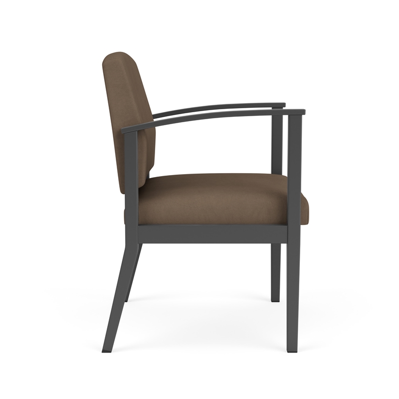 Amherst Steel Reception Waiting Oversize Guest Chair / Charcoal Steel / Brown