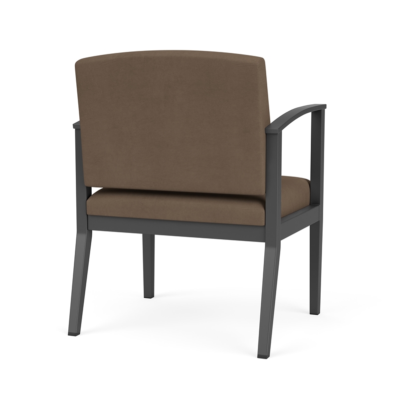 Amherst Steel Reception Waiting Oversize Guest Chair / Charcoal Steel / Brown