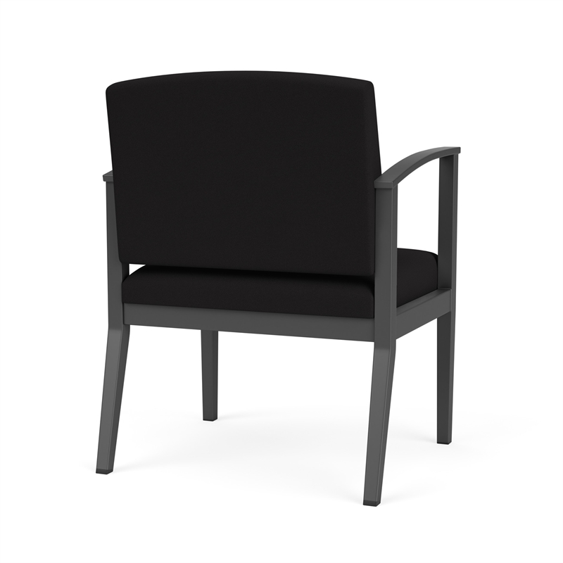 Amherst Steel Reception Waiting Oversize Guest Chair / Charcoal Steel / Black