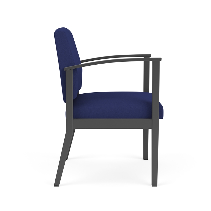 Amherst Steel Reception Waiting Oversize Guest Chair / Charcoal Steel / Blue