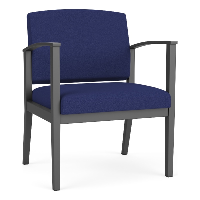 Amherst Steel Reception Waiting Oversize Guest Chair / Charcoal Steel / Blue