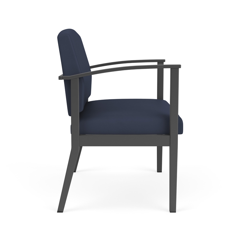 Amherst Steel Reception Waiting Bariatric Chair / Charcoal Steel / Blue