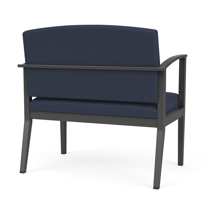 Amherst Steel Reception Waiting Bariatric Chair / Charcoal Steel / Blue