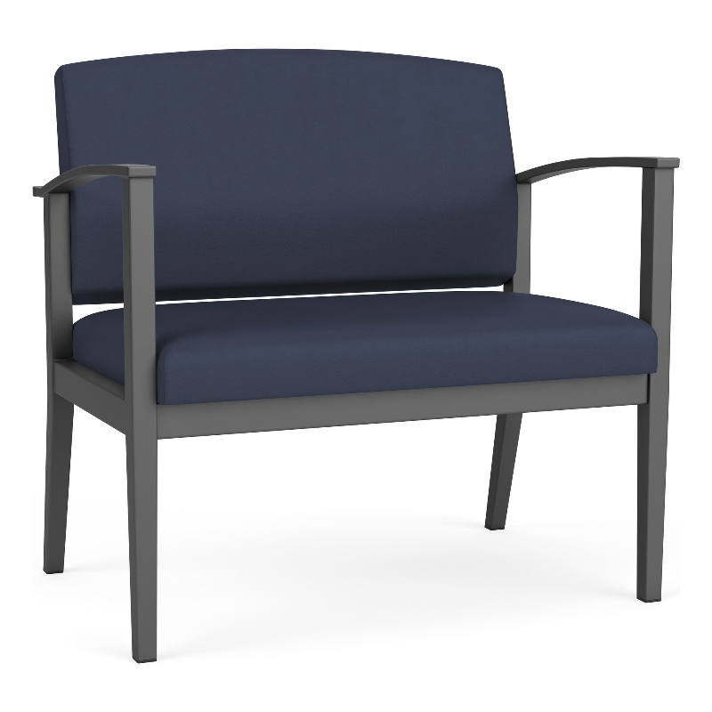 Amherst Steel Reception Waiting Bariatric Chair / Charcoal Steel / Blue