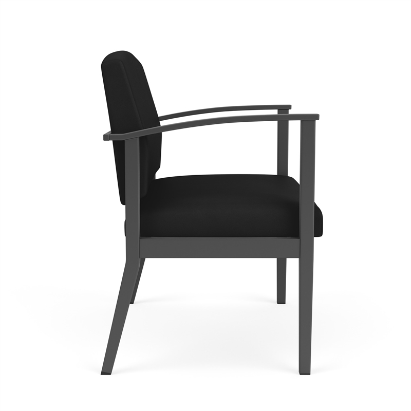 Amherst Steel Reception Waiting Bariatric Chair / Charcoal Steel / Black