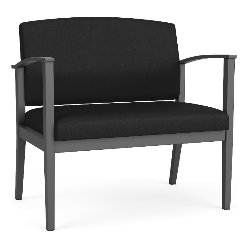 Amherst Steel Reception Waiting Bariatric Chair / Charcoal Steel / Black