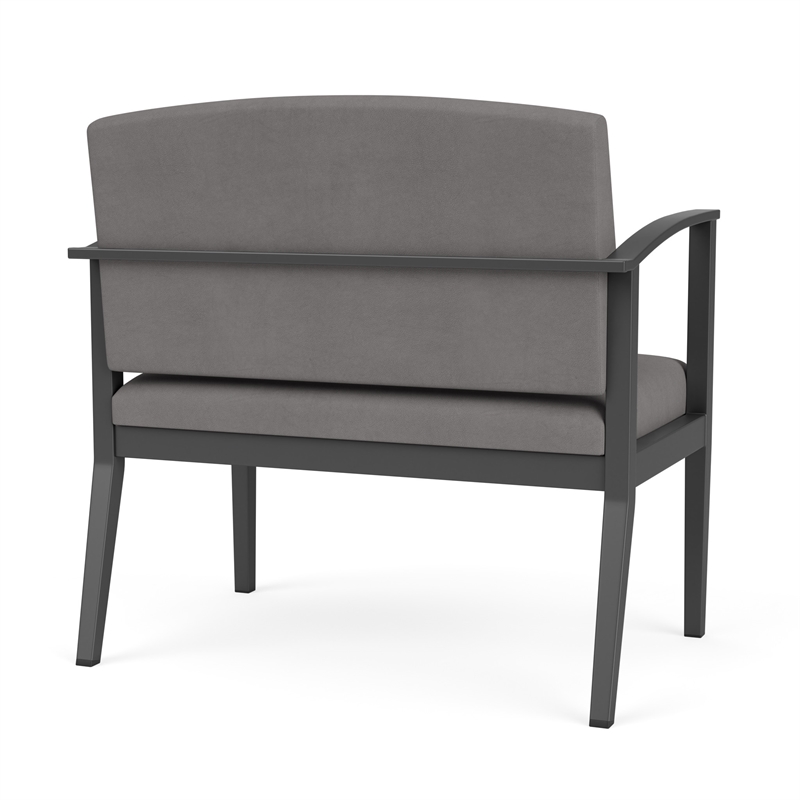 Amherst Steel Reception Waiting Bariatric Chair / Charcoal Steel / Light Gray