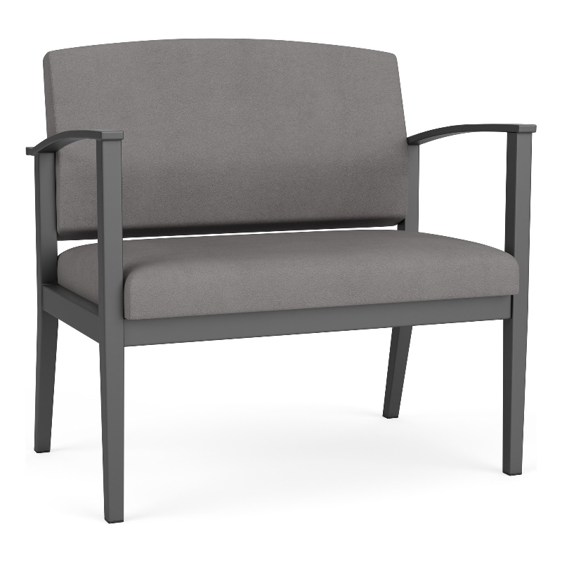 Amherst Steel Reception Waiting Bariatric Chair / Charcoal Steel / Light Gray