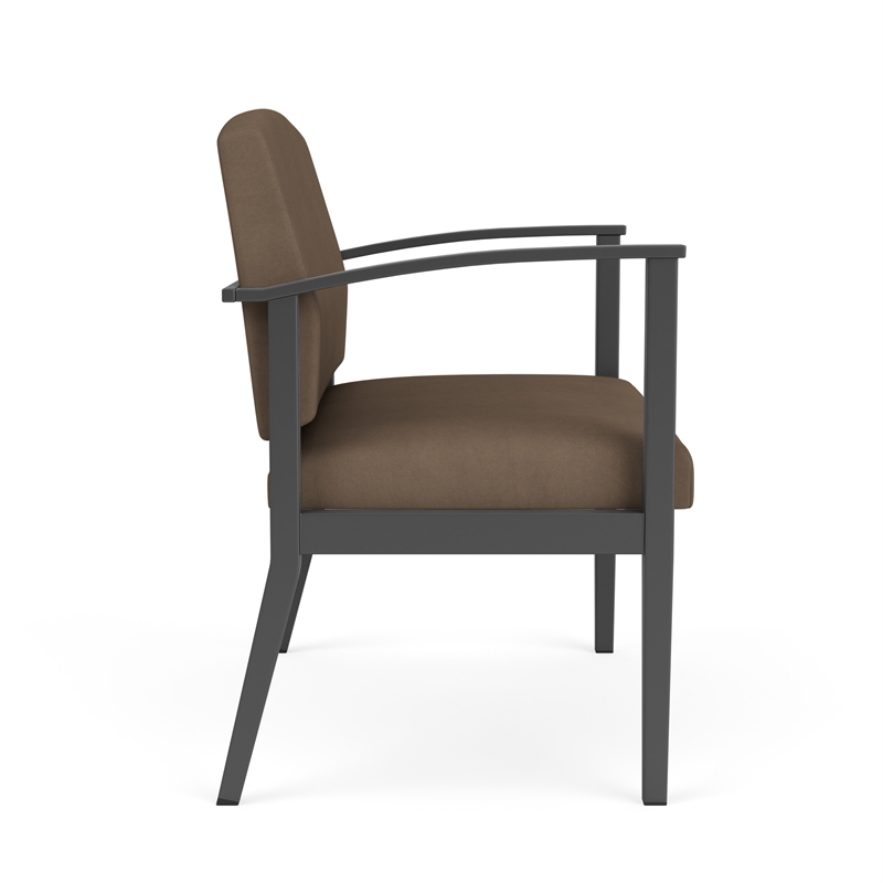 Amherst Steel Reception Waiting Bariatric Chair / Charcoal Steel / Brown