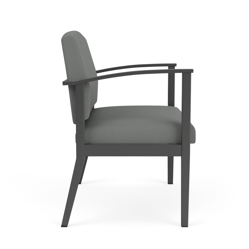 Amherst Steel Reception Waiting Bariatric Chair / Charcoal Steel / Light Gray