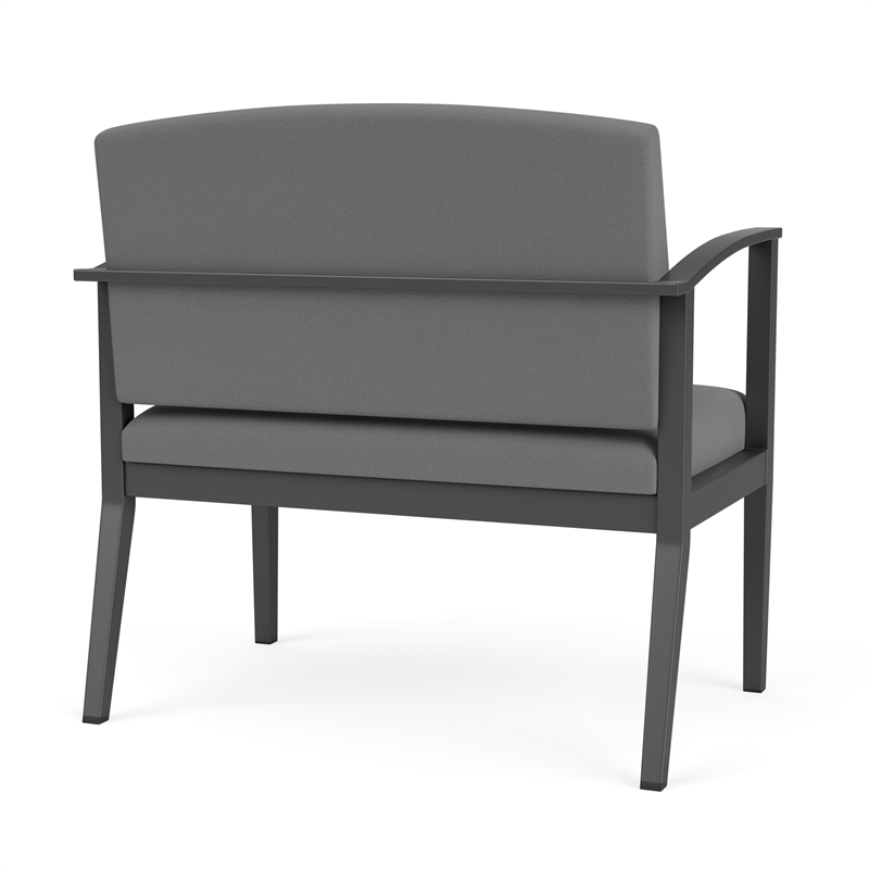 Amherst Steel Reception Waiting Bariatric Chair / Charcoal Steel / Light Gray