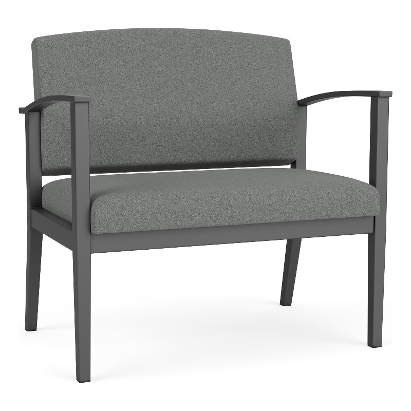 Amherst Steel Reception Waiting Bariatric Chair / Charcoal Steel / Light Gray