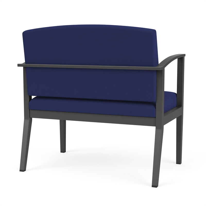 Amherst Steel Reception Waiting Bariatric Chair / Charcoal Steel / Blue