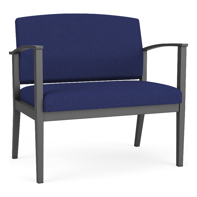 Amherst Steel Reception Waiting Bariatric Chair / Charcoal Steel / Blue