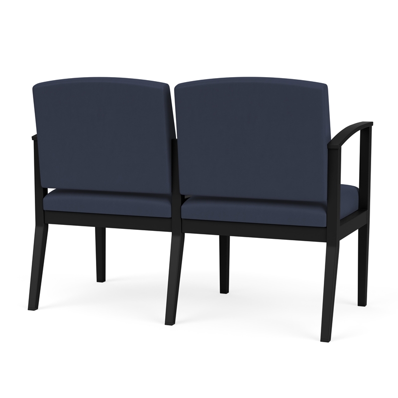 Amherst Steel Reception Waiting Room 2-Seat Chair / Black Steel / Blue