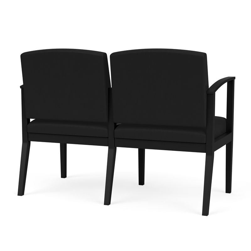 Amherst Steel Reception Waiting Room 2-Seat Chair / Black Steel / Black
