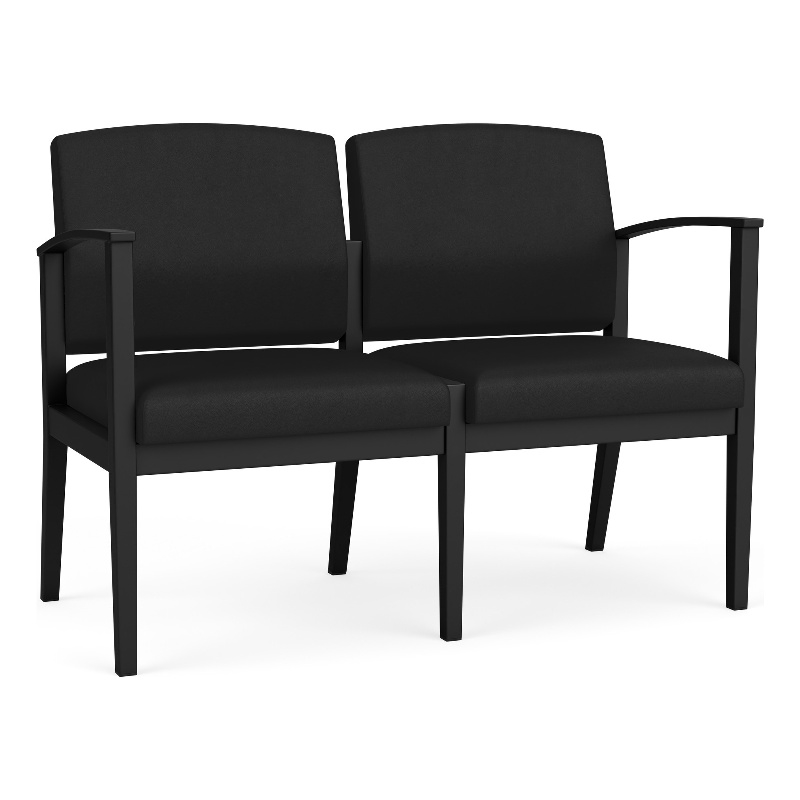 Amherst Steel Reception Waiting Room 2-Seat Chair / Black Steel / Black