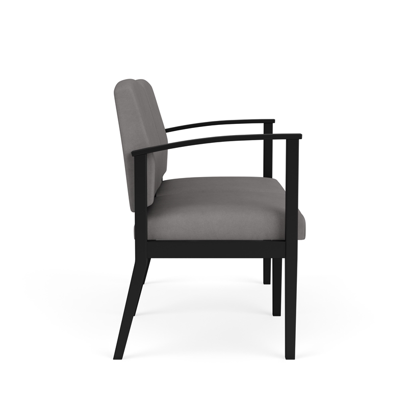 Amherst Steel Reception Waiting 2-Seat Chair / Black Steel / Light Gray