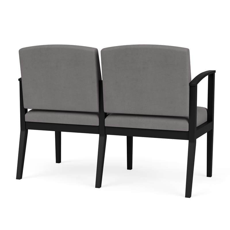 Amherst Steel Reception Waiting 2-Seat Chair / Black Steel / Light Gray