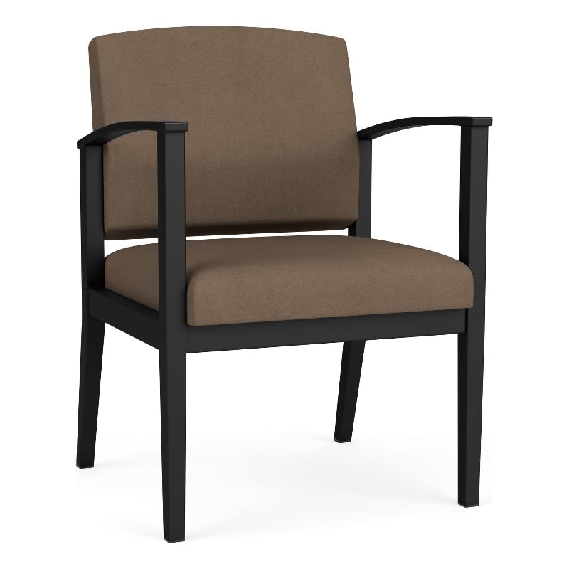 Amherst Steel Reception Waiting Room Guest Chair / Black Steel / Brown
